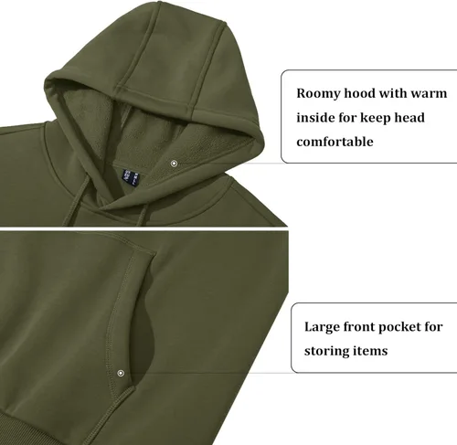 Vista 4 de TACVASEN Sudadera deportiva ligera con capucha de algodón para hombre con bolsillo canguro