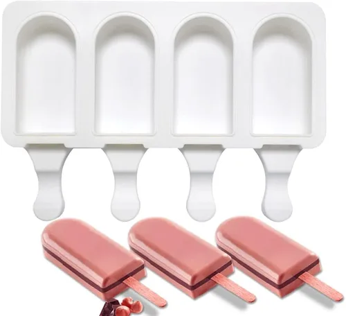 Vista 21 de Molde de silicona para paletas – Máquina de helados suave y lisa (2 piezas, blanco)