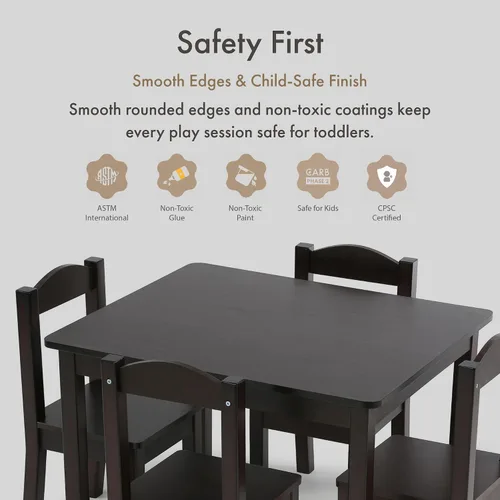 Vista 8 de Humble Crew Juego de mesa y silla para niños pequeños, muebles de actividades de madera Sturdy 5 piece playroom or bedroom desk, perfect size for