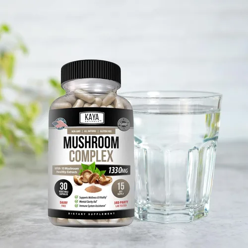 Vista 7 de Kaya Naturals Complejo de hongos premium potente, cápsulas complejas de hongos de 1995 mg por porción, ayuda a la claridad mental que apoya