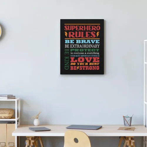 Vista 3 de HONLUNG La decoración de niño para dormitorio, la pared de las reglas de superhéroes es de 11 x 14 pulgadas, decoración para guardería, dormitorio