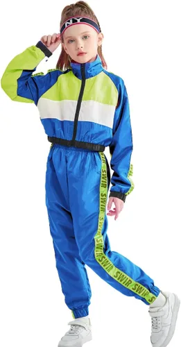Vista 2 de Conjunto de Ropa de Baile para Niñas, Traje de Interpretación de Equipo de Hip Hop y Jazz Moderno, Conjuntos de Ropa de Baile para Niñas Azul oscuro