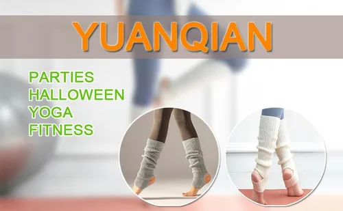 Vista 7 de YUANQIAN Calentadores de piernas largas extrasuaves de invierno para mujer, calentadores de piernas de punto con estribo para yoga, ballet y danza