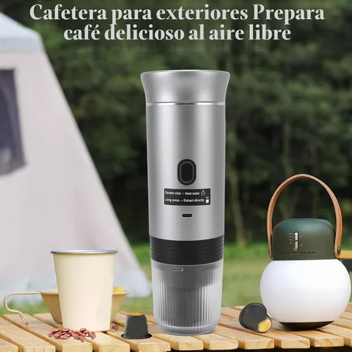 Vista 2 de Cafetera eléctrica portátil de café expreso, cafetera de viaje para campamento, 4.1 fl oz de acero inoxidable 304 con calefacción automática