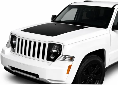 Vista 3 de Calcomanía de vinilo con diseño de rayas opacas con diseño de rayas negras o negras compatibles con Jeep Liberty 2008-2014
