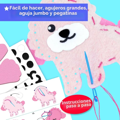 Vista 4 de KRAFUN Puppy & Kitten Sewing Kit for Kids Ages 6+ 8 Dolls Cachorro y gatito
