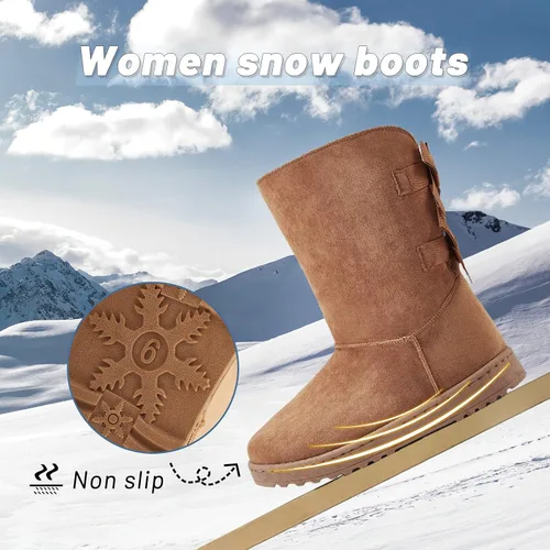 Vista 3 de Uoidru Womens Winter Boots For Women Mid Calf Boots Fuzzy Snow Boots Fur Lined Ankle Booties Warm Boots