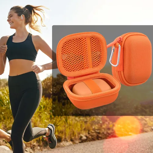 Vista 9 de co2CREA Estuche rígido para Beats Powerbeats Pro 2 con clip de mosquetón Caja Naranja Eléctrica