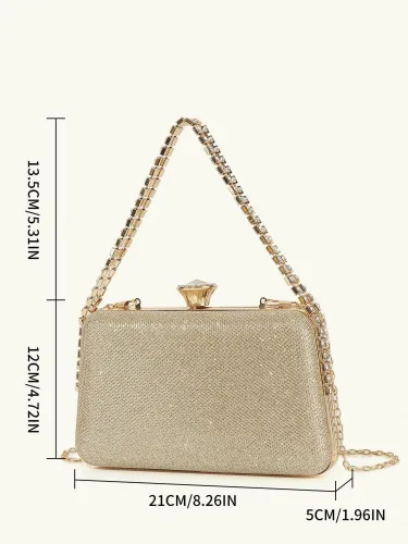 Vista 2 de BWKUNOLF Bolso de noche para mujer, bolso de mano brillante para boda, fiesta de noche, bolso de mano con cadena, bolso cruzado