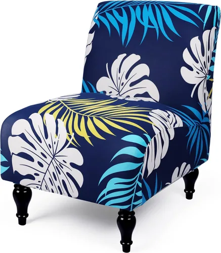 Vista 26 de Iauddy Funda para Silla de Acento Slipper sin Brazos Slipcover, Elástica de Spandex Extraíble Tela Jacquard Funda Antideslizante para Silla de Beige
