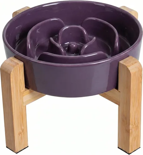 Vista 11 de Cuenco elevado para perros de alimentación lenta, cuenco de cerámica para Gris