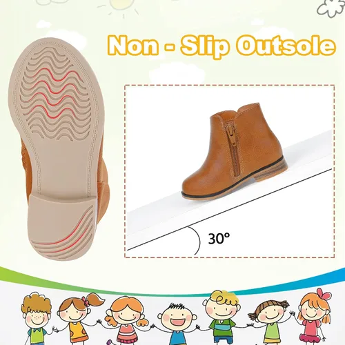 Vista 4 de Botas de tobillo para niñas, botas de tobillo para niñas, botas de cremallera lateral, botas de moda para adolescentes, botas de tacón corto