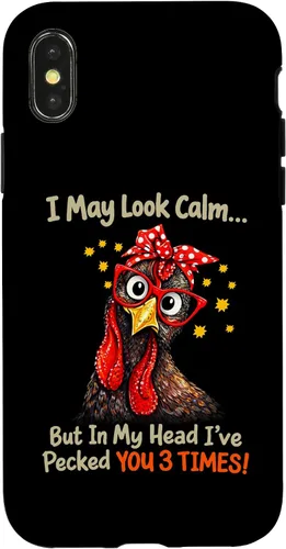 Vista 5 de I May Look Calm But in My Head Ive Pecked You 3 Times Funny Case for iPhone XR