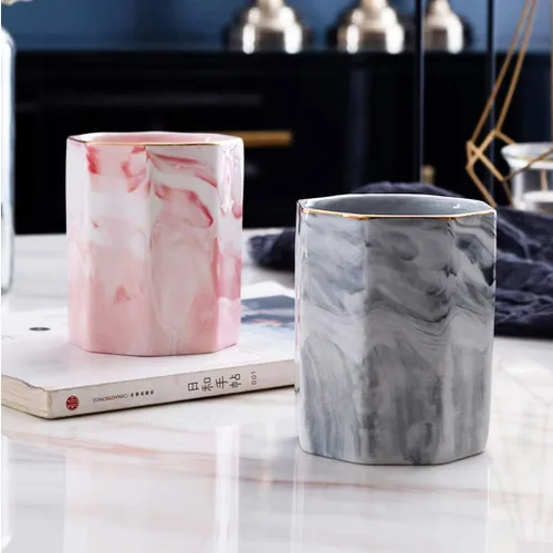Vista 3 de Soporte de cerámica para lápices, organizador de escritorio, soporte para brochas de maquillaje, regalo ideal para suministros de oficina, escuela