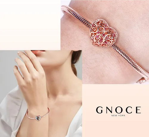 Vista 5 de Gnoce Custom Photo Charms Bead Heart Shaped Sterling Silver Personalized Charm With Cz fit Bracelet Necklace For Women Family Memorial Girls