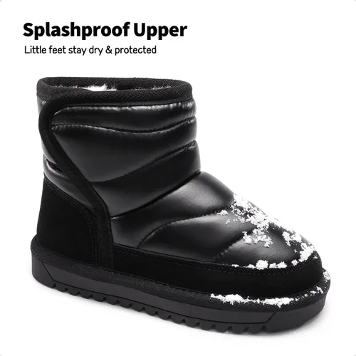 Vista 2 de DREAM PAIRS Botas de nieve para niñas y niños, zapatos de tobillo de invierno de 0.394 pulgadas con forro de piel sintética para niños pequeños