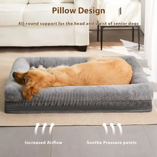 Vista 2 de BFPETHOME Camas para Perros Pequeños, Cama para Perros Lavable con Laterales, Colchonetas Ortopédicas Suaves de Tamaño Mediano con Funda Removible