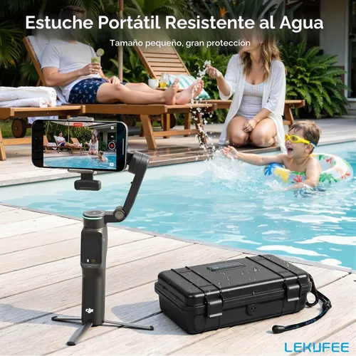 Vista 6 de Lekufee Estuche rígido impermeable de viaje para DJI Osmo Mobile 8P Gimbal Stabilizer, y otros accesorios (solo funda y bolsa)