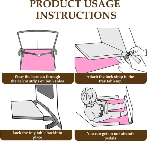Vista 7 de Extensor de asiento de avión para niños pequeños, extensor de asiento de avión, reposapiés para niños, accesorios de viaje (rosa)