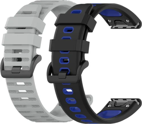 Vista 7 de Muovrto Correa de repuesto para Garmin Fenix 7/Fenix 6/Fenix 5, correa de reloj de silicona impermeable de ajuste rápido para Garmin Forerunner