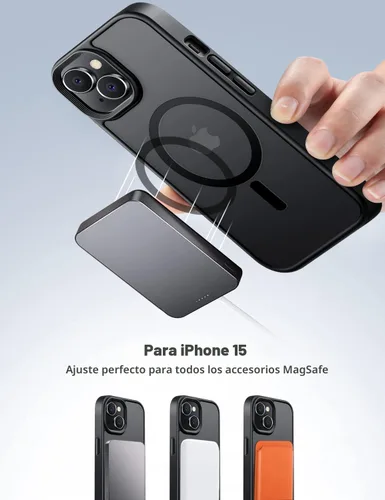 Vista 8 de Tigowos Funda magnética para iPhone 15, resistente a las caídas, sensación de piel mate, a prueba de golpes, ajuste delgado para iPhone 15, negro