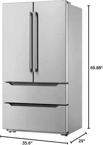 Vista 13 de 36 in. Lumin Coll 22.5 cu. ft. Refrigerador de puerta francesa, acero