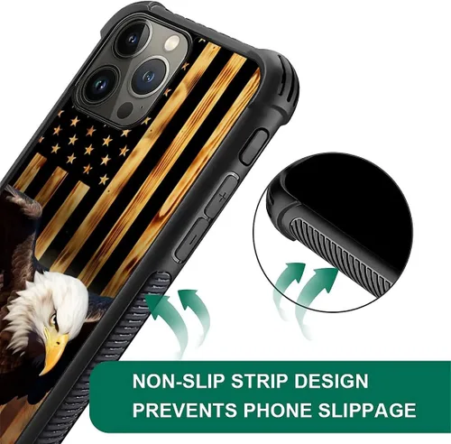 Vista 259 de Funda compatible con iPhone 8, a prueba de golpes, antiarañazos, bandera de ciervos de cola blanca de grano de madera estadounidense