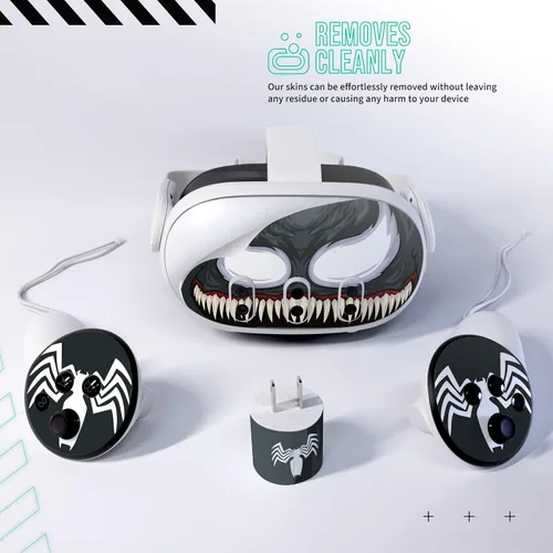 Vista 5 de Kit de adhesivos para la piel fácil de aplicar compatible con Meta Quest 3 - Auriculares Venenous Black VR Accesorios - Cubierta protectora