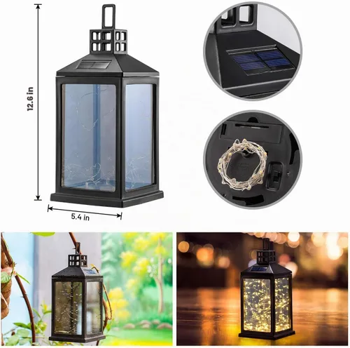 Vista 3 de Luces de Farol Solar para Exteriores SUNWIND Lámpara de Mesa Solar Impermeable Iluminación Colgante con 40 LEDs Blancos Cálidos para Decoración