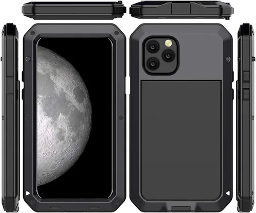 Vista 8 de Funda protectora de cuerpo completo para iPhone 11 Por, resistente a los golpes, funda de metal de aleación de aluminio con protector de pantalla