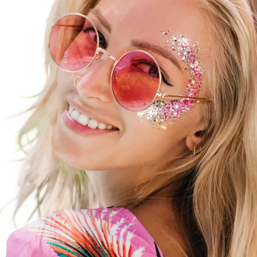 Vista 5 de Brillantina gruesa y fina mezclada con gel para cantantes, conciertos, rave, fiesta, maquillaje, secado rápido y de larga duración, lentejuelas