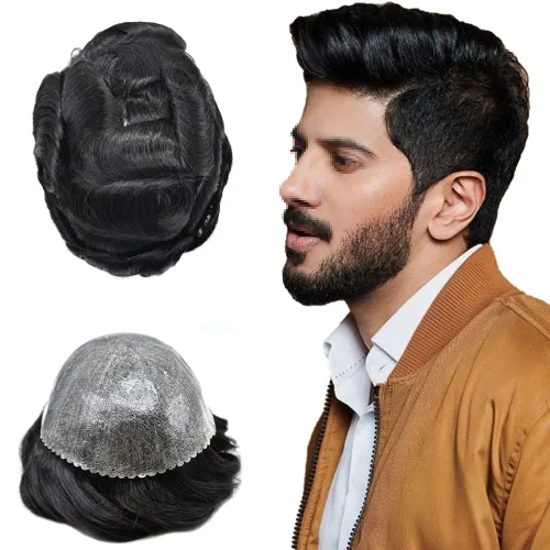 Vista 63 de Extensiones de pelo y tupés para hombre, sistema de cabello humano de poliéster completo para hombre, postizo de repuesto para hombre, protesis