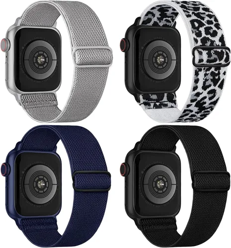 Vista 9 de 4 Pack Stretchy Solo Loop Compatible with Apple Watch Bands Women Men