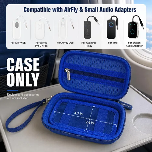 Vista 3 de COMECASE Bluetooth Transmitter Case for AirFly SE/Pro 2/Pro/Duo Hard EVA, Deep Mesh Pocket, Dual Elastic Straps, Fits for Avantree Relay, for
