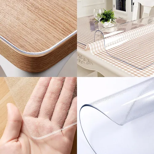 Vista 5 de HUHJYUGE Protector transparente de 16 pulgadas, protector de mantel impermeable, cubierta de plástico transparente para mesa de comedor, a prueba