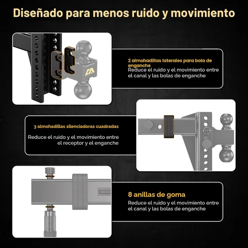 Vista 11 de CAMMOO Enganche de remolque ajustable para receptor de 2.5 pulgadas