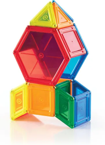 Vista 9 de Guidecraft PowerClix - Juego de bloques de construcción magnéticos sólidos, 44 piezas de azulejos magnéticos, juguete educativo de construcción
