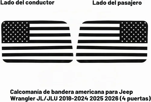 Vista 2 de Zxiaochun Calcomanía de bandera estadounidense para ventana trasera compatible con Jeep Wrangler JL JLU 2018-2024 2025 (versión de 4 puertas)
