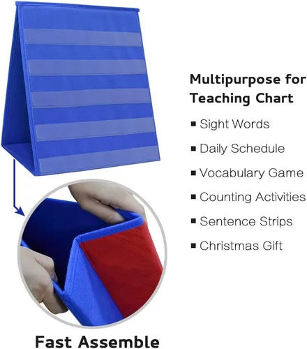 Vista 4 de Tabla de bolsillo de escritorio de mesa, doble cara y soporte de bolsillo para individual o grupo pequeño, azul y rojo (13 x 12 pulgadas)