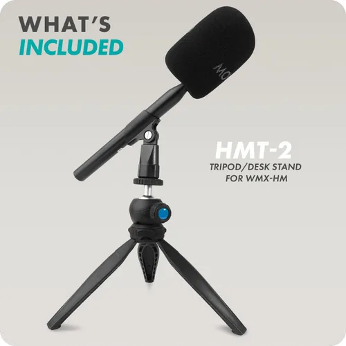 Vista 7 de Movo HMT-2 Soporte de micrófono de trípode de mesa para Movo WMX-HM y Rode Interview Go Adaptadores de micrófono inalámbrico de mano. Perfecto