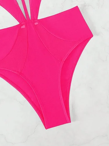 Vista 5 de MakeMeChic Traje de baño de una pieza con tiras recortadas para mujer