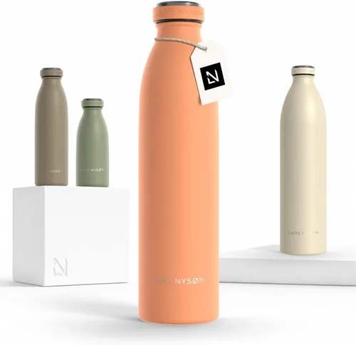 Vista 27 de LARS NYSØM Botella de agua aislada de acero inoxidable de 12 onzas, 17 onzas, 25 onzas, 34 onzas, 51 onzas, frasco térmico aislado para bebidas