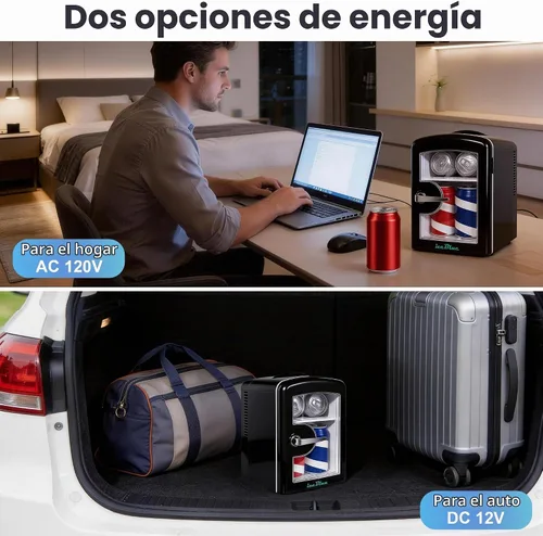 Vista 5 de Iceblue Mini nevera, 4 litros/6 latas refrigerador de maquillaje con puerta