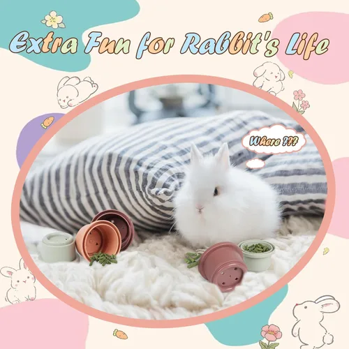 Vista 7 de SKYWHALE Vasos apilables para conejos, 8 juguetes apilables de conejo, contenedor de plástico para anidar mascotas, juego de enriquecimiento
