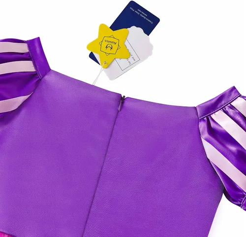 Vista 6 de Aoiviss Girls Rapunzel Costume Princess Dress Up Clothes for Birthday Halloween Cosplay Purple