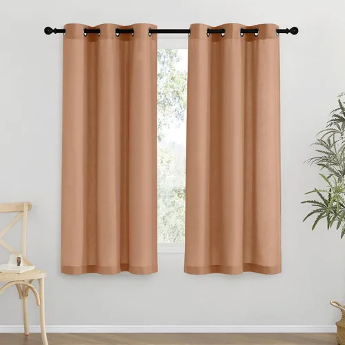 Vista 45 de NICETOWN - Cortinas de lino angora para ventana de cocina sobre el fregadero, con ojales, lino grueso angora, tratamientos cortos para ventanas