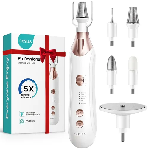 Vista 8 de COSLUS Kit Profesional de Manicura y Pedicura, Lima de Uñas Eléctrica 5 en 1 para Cuidado de Uñas de Manos y Pies - Rectificador Más Ancho para Uñas