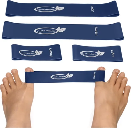 Vista 6 de Toe Bands, Mini Latex Bands for Exercise & Stretch, Bunion Correction, Toe, Foot, & Ankle Strengthening, Toe Spacers for Hallus Valgus (4 Bands)