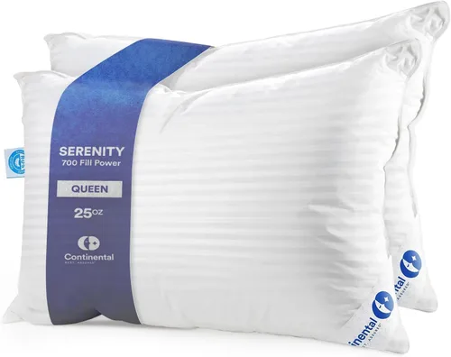 Vista 21 de Continental Bedding Serenity Collection 700 Fill Power - Almohada de plumón húngara en tamaño bajo, mediano, extra loft, plumón certificado RDS