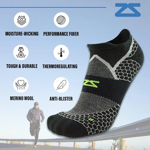 Vista 4 de Zensah Calcetines de lana merina para correr, senderismo, caminar, calcetines deportivos